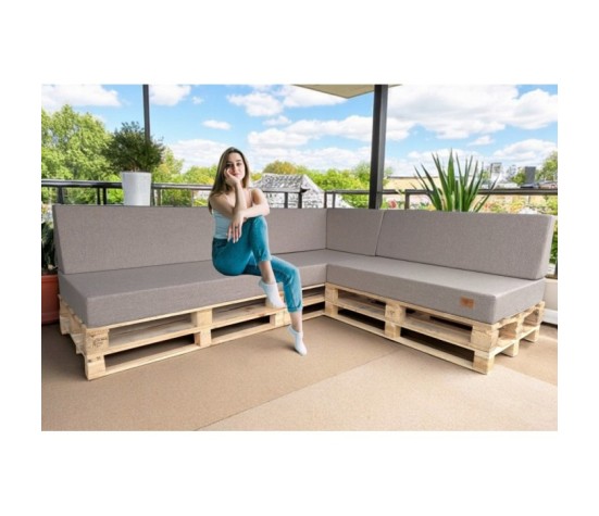 Zestaw poduch ogrodowych z oparciem Palety Narożnik -3 szt. 120x80 + 40x120