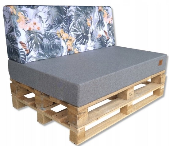 2 Poduszki Ogrodowe na Ławkę Palety Huśtawkę - poduchy 120x80 + 40 klin