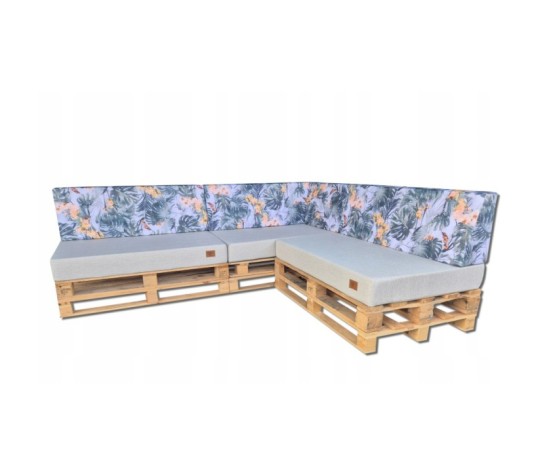 Zestaw poduch ogrodowych z oparciem Palety Narożnik -3 szt. 120x80 + 40x120