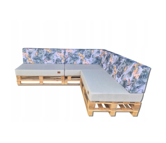 Zestaw poduch ogrodowych z oparciem Palety Narożnik -3 szt. 120x80 + 40x120