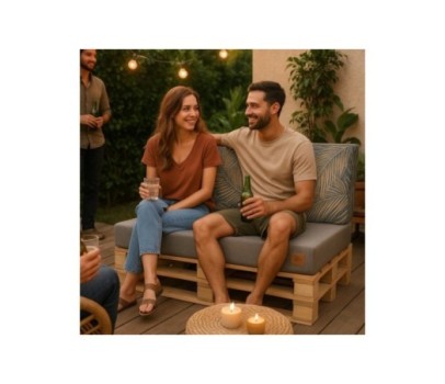 2 Poduszki Ogrodowe na Ławkę Palety Huśtawkę - poduchy 120x80 + 40 klin